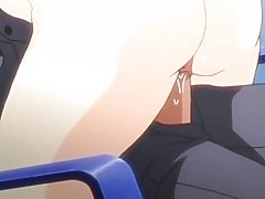 Hot anime blonde rubbing a dick with her tits
