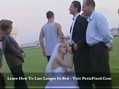 Horny bride sucks off wedding party