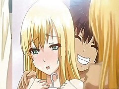 Blonde hentai anime girlfriend with big boobs