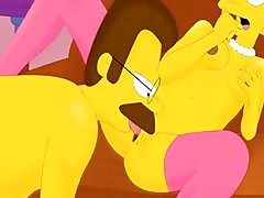 Undue Animated Cat With A Rough Slit Gets Screwed By Ned Flanders