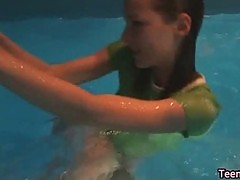 Teen from EU totally naked in the pool