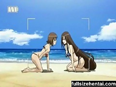 Hentai photographer bangs two bikini models