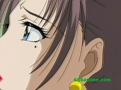 Busty anime teacher gets two horny cocks